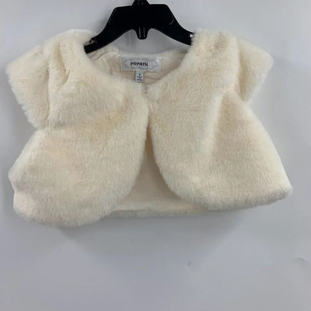 Popatu Baby Girls Faux‎ Fur Sleeveless Vest Size 6 NWOT